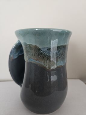 Handcrafted Blue-Green and Charcoal Ceramic Mug Neher 2022